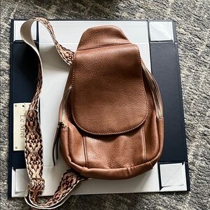 Le Miel Brown Crossbody Bag with Patterned Strap